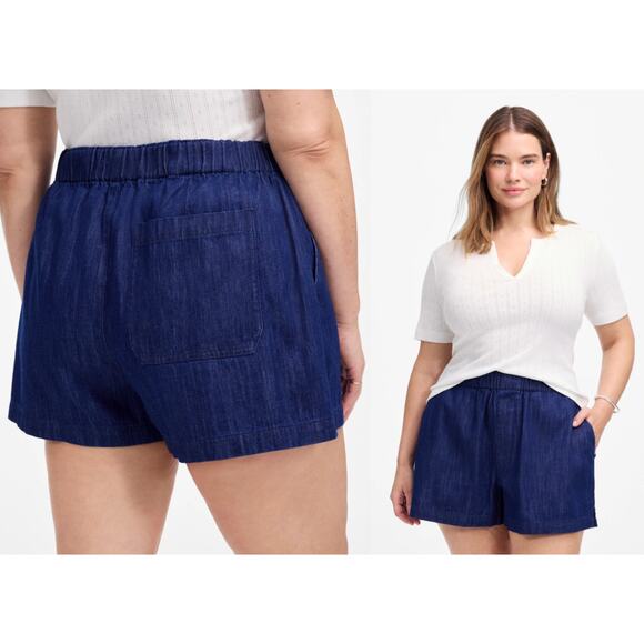 Madewell | NWT Plus Denim Pull-On Shorts in Bright Rinse Wash | Sz 18W - Picture 1 of 10